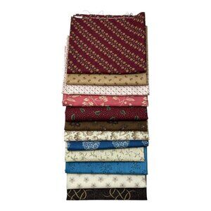 Civil War Reproduction Cotton Calico Print Fabric Fat Eighths Pack of 12 NOS